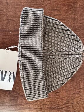 Zara kids grey ribbed thick beanie New Tags unisex Maine docks fisherman